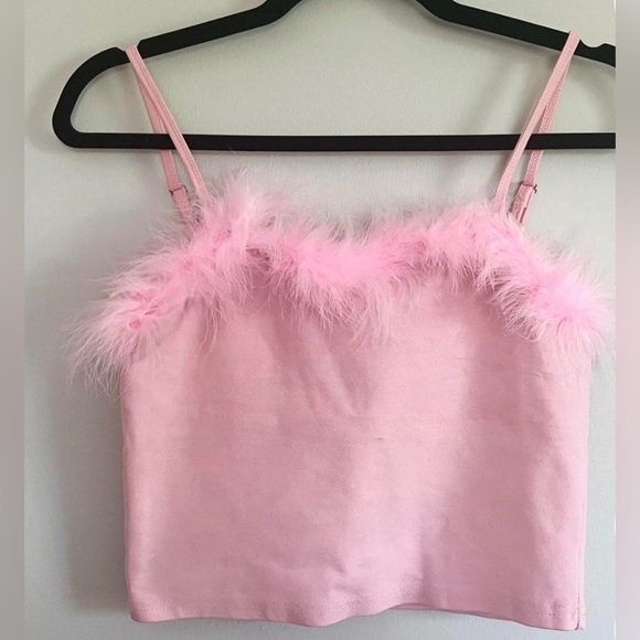 Sugar Thrillz Tops - Sugar Thrillz Blush Pink Feather Cami Top
